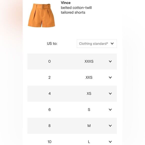 VINCE Belted Cotton Linen Twill Shorts Orange BNWT - Picture 11 of 12